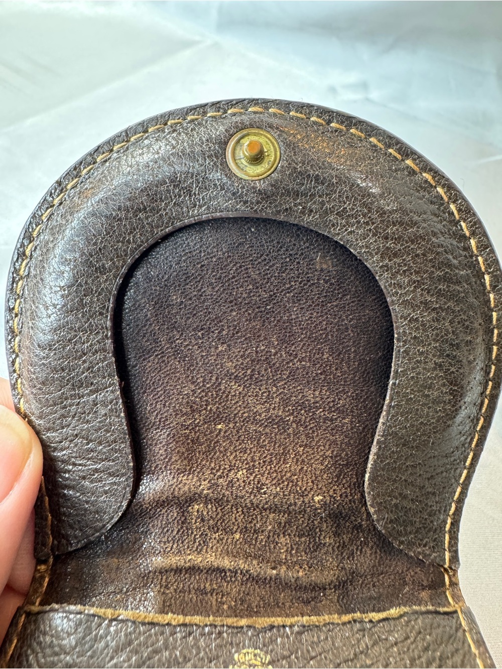 Gucci Vintage Brown Canvas & Leather Sherry Line GG Supreme Horseshoe Coin Case - Picture 12 of 15